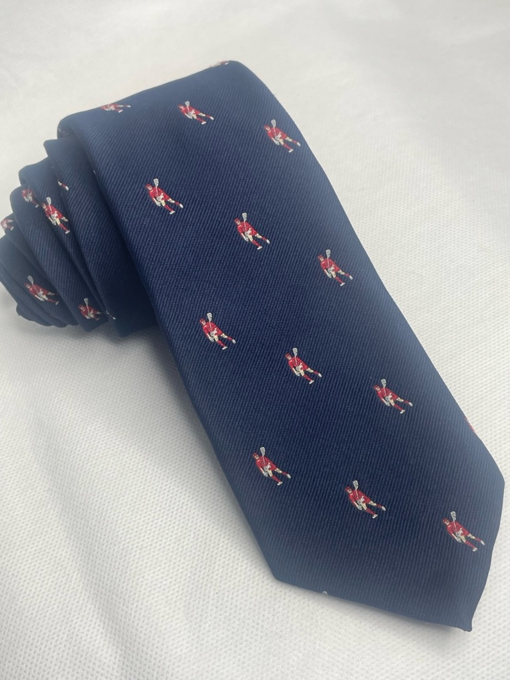 Vintage Jos A Bank Slim Lacrosse Necktie Navy Blue Ribbed Polyester Formal Tie